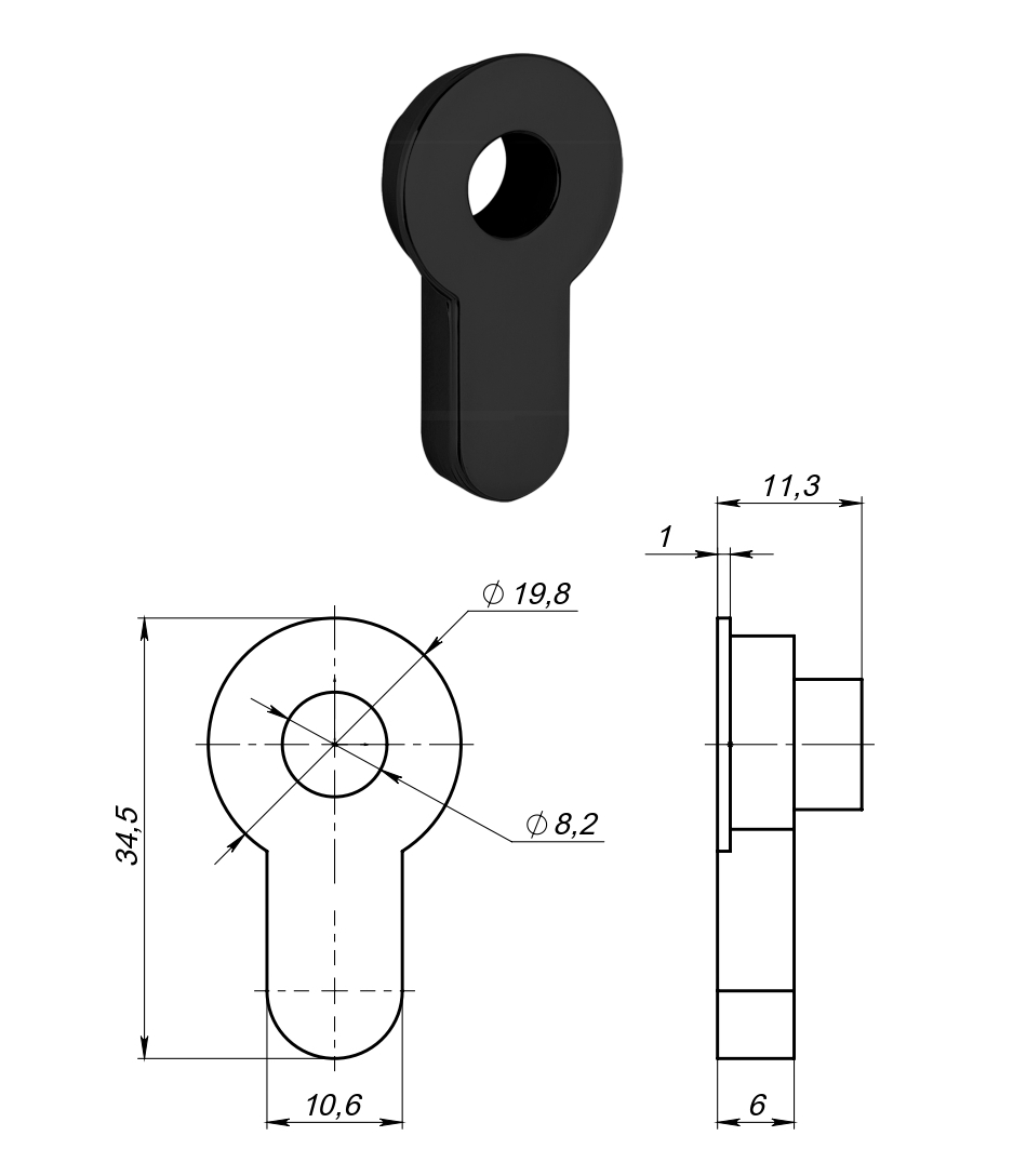 Вставка под шток INSERT TANG BL-24 (черный)