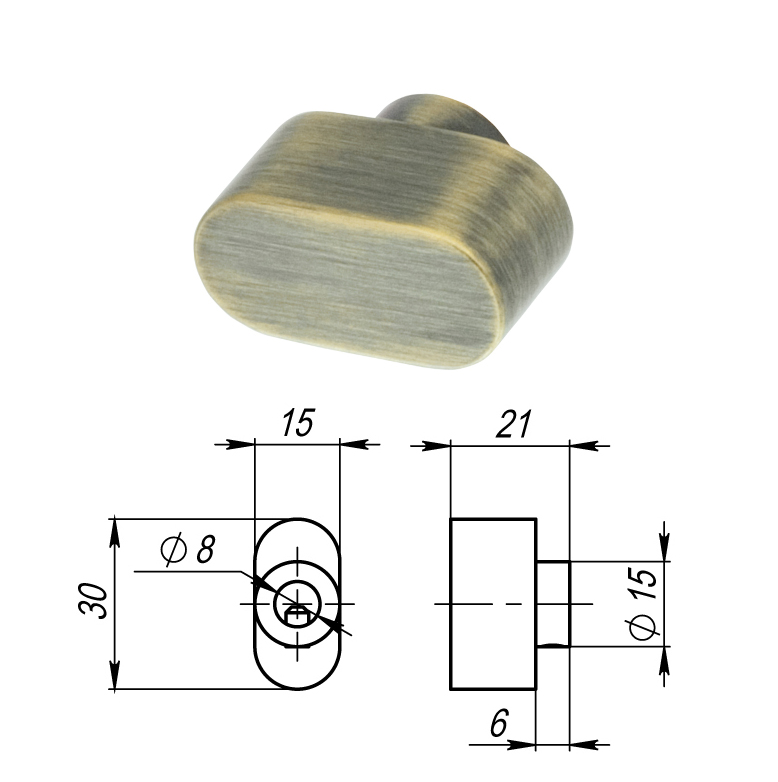 Вертушка на шток цилиндра T.Knob-S (CB-S) AB-7 (бронза)