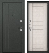 Дверь металл Агрия ВО (букле графит/МДФ лиственница белая ) (2050*960, левая, хром)