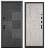 Бульдорс ТРАСТ ЭКО, МДФ бетон темный 9Е-173, МДФ ясень ривьера айс 9Е-184 (2050*960, правая, Ночная задвижка, букле антрацит, черн.фурн)