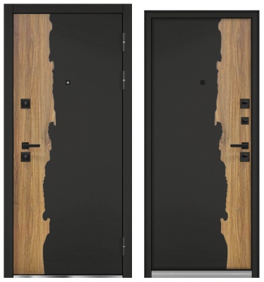 Дверь мет. Кассиопея стандарт (МДФ рыжий + чёрный / МДФ рыжий + чёрный)