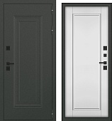 Дверь металл Гемера (ТЕРМО, букле графит/МДФ белый матовый) (2050*960, правая, черн.фурн)