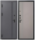 Дверь мет V-17,ПВХ Кашемир графит, ПВХ Кашемир грей, черн.ф-ра (2050*960, L, левая, черный муар)