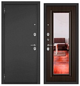 Бульдорс ФЭМЕЛИ ЭКО, МДФ ларче шоколад E-140 зеркало, 2 замка (2050*960, левая, Ночная задвижка, букле антрацит, хром)