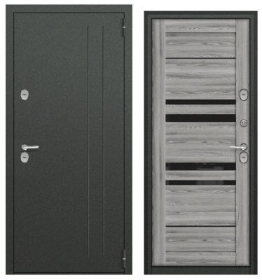 Дверь металл Термобокс SIP (букле графит/МДФ клен грей)