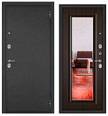 Бульдорс ФЭМЕЛИ ЭКО, МДФ ларче шоколад E-140 зеркало, 2 замка (2050*860, правая, Ночная задвижка, букле антрацит, хром)