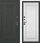 Дверь металл Гемера (ТЕРМО, букле графит/МДФ белый матовый) (2050*860, левая, графит фурн.)