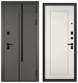 ТРАСТ МАСС, МДФ холст вулканический 9С-203, МДФ эмаль белоснежная 9СД-0 (2050*860, правая, черный муар металлик, черн.фурн)