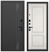 ТРАСТ ЭКО, тисн.РЛ-11, МДФ белый софт 9E-1  (2050*960, L, левая, Ночная задвижка, глазок сбоку, черный муар металлик, черн.ф-ра)