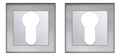 Накладка на цилиндр на квадратной розетке Итарос Премиум Плюс белый никель