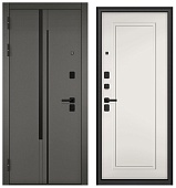 ТРАСТ МАСС, МДФ холст вулканический 9С-203, МДФ эмаль белоснежная 9СД-0 (2050*860, левая, черный муар металлик, черн.фурн)