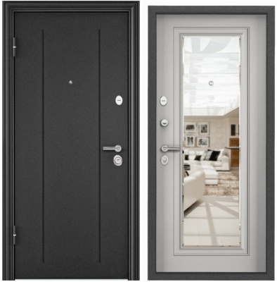 Дверь металл TOREX  DELTA PRO MP (темно-сер букле графит RGSO ПВХ Бьянко 	СК6-СМ)