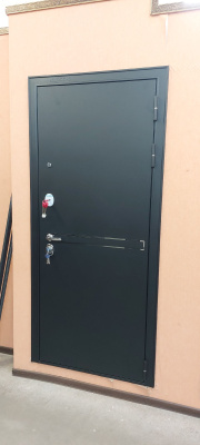 BULDOORS TRUST MASS черный муар D-4 МДФ дуб белый матовый 9S-164 зеркало, хром, 2050*860, правая, нерж. порог, замки KALE + броненакладка, лот N702870