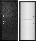 Дверь мет ВЕСТА (TEРMO) Букле черный,МДФ 10 мм, винорит Белый, хром (2050*880, R, правая, термо)