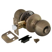 Комплект ручек с сантехнической защелкой DK682 AJAX (кноб-шарик) (44417, AB-BK бронза)