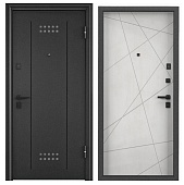 Дверь металл TOREX  DELTA 100 MP (темно-сер букле графит DL-2 	ПВХ Бетон известковый 	D26 ) (2050*860, R, правая, Броненакладка чер.квадрат, магнит, темно-серый букле графит, черный)