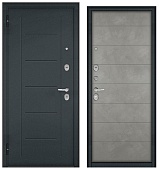 Бульдорс ТРАСТ ЭКО, тисн.РЛ-4, МДФ бетон серый 9E-135 (2050*960, левая, Ночная задвижка, букле графит, хром)