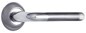 Дверная ручка Бари на круглой розетке (белый никель/хром SN/CP)