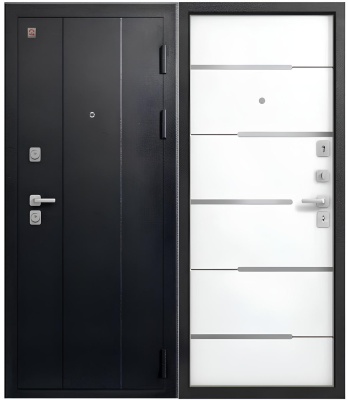 Дверь мет С-108, Серый муар, ПВХ Белый, хром