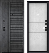 Дверь металл Рокка (МДФ бетон урбан индиго/МДФ бетон снежный) (2050*960, правая, шагрень 7024, черн.фурн)