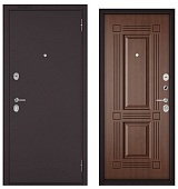 Бульдорс ФЭМЕЛИ ЭКО, МДФ карамель E-104, 2 замка (2050*860, правая, Ночная задвижка, букле шоколад, хром)