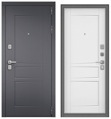 Дверь металл Челси (МДФ силк титан/МДФ белый матовый)