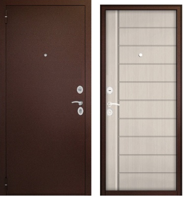 Тульские двери  Е2  ВИТА-NEW 70мм, (антик медь,накл.МОН,замок G1512,  МДФ ЛИСТВЕННИЦА БЕЛЕНАЯ), хром