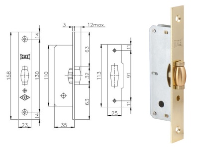 Защелка ролик Kale Kilit 155B-R-BP, латунь
