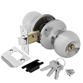 Комплект ручек с защелкой и ключами DK682 AJAX (кноб-шарик) (39527, CP-ЕT хром)