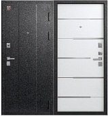 Дверь мет С-108, Серый муар, ПВХ Белый, хром (2050*960, R, правая)