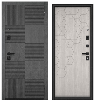 BULDOORS TRUST ECO, МДФ бетон темный 9Е-173, МДФ ясень ривьера айс 9Е-184 прав