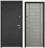 ТЕРМОРАЗРЫВ (СПЛИТ) MP, тисн.Р-5, МДФ бетон серый 10ТС-137 (2050*960, левая, нержавеющий порог, букле антрацит, хром, термо)